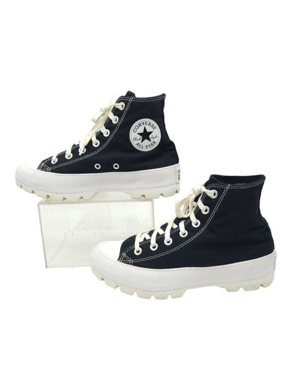 Converse Chuck Taylor Womens 8 Lugged High Top Black Canvas Platform Sneakers